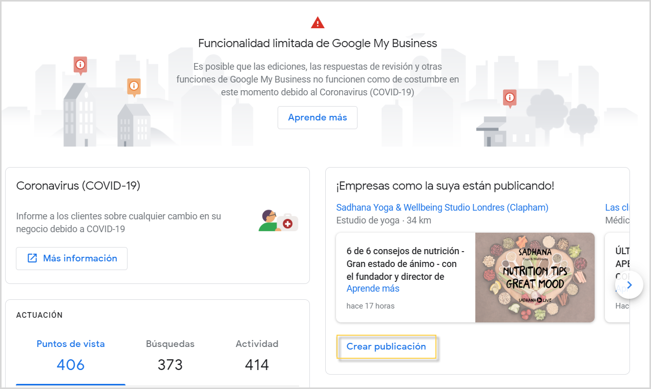 Crear un anuncio en Google Posts
