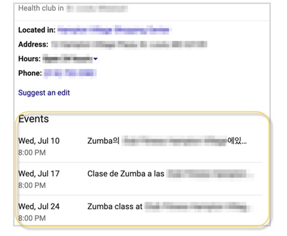 Eventos de negocios en GMB