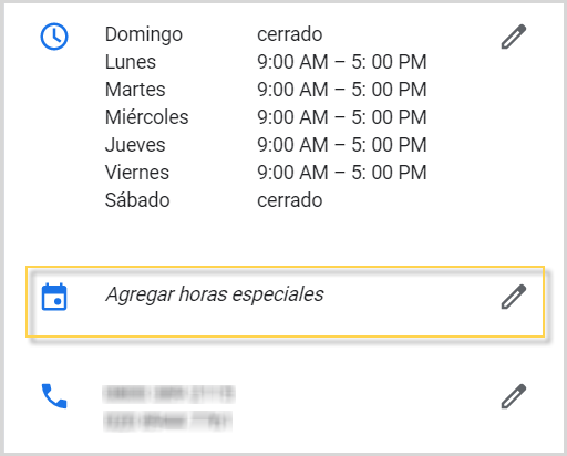 Horarios especiales en GMB