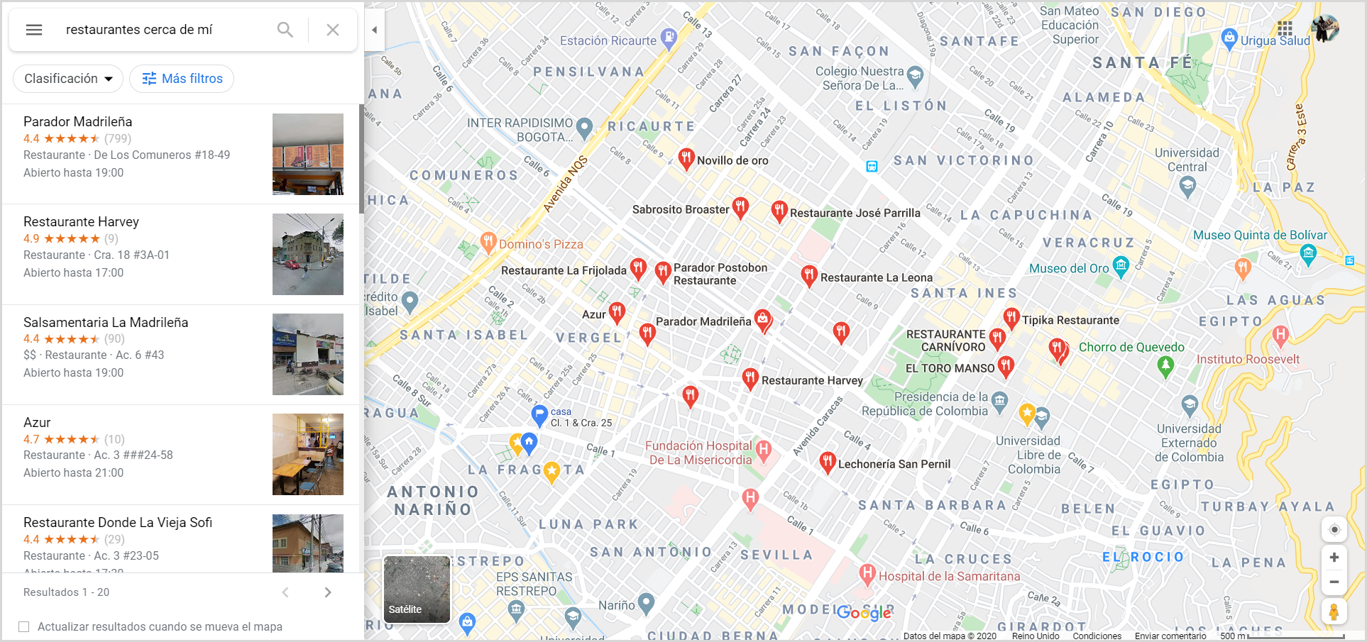 Resultado en Maps de GMB